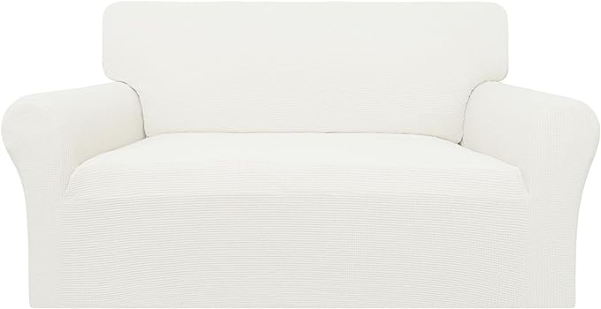 Easy-Going 100% Waterproof Oversized Loveseat Couch Cover, Dual Waterproof Sofa Cover, Stretch Jacquard Sofa Slipcover, Leakproof Furniture Protector for Kids, Pets, Dog and Cat, Cream