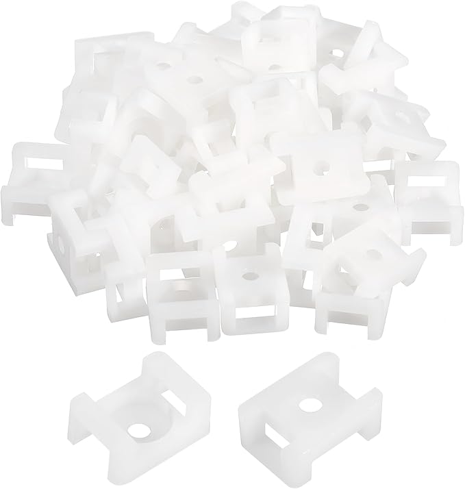 MECCANIXITY 500pcs Cable Tie Base Saddle Type Mount Wire Holder, 0.88"x0.63"x0.35" Wire Clips Organizer Holders Clamps for Electronic Wires, White 0.16"Dia