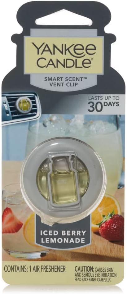 Yankee Candle Smart Car Vent Clip Air Freshener that Last up 30 days (Iced Berry Lemonade, 1 Pack)