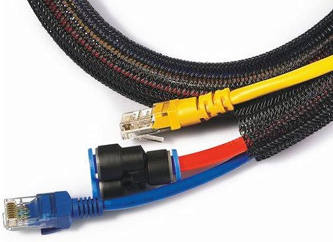 Aicosineg Cable Sleeve Braided Sleeving PET Wire Loom Tubing Cable 32.81ft-4/9inch Wrap Protector for HiFi Audio and Video Headphone Cable Protect Wires from Chewing of Pets Yellow