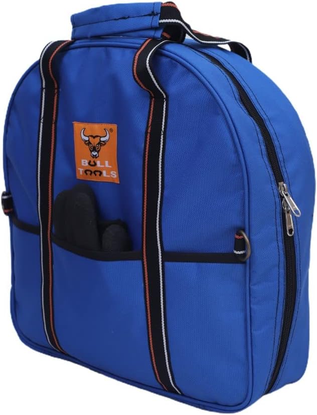 BULL TOOLS EV Charging & Jumper Cable Storage Bag, Organizer 6 Pocket Handmade Carry Bag - 15x15x4 Inch Waterproof Ballistic Polyester Oval Bag, Cords, Small Tools, For Motor Vehicles - Blue