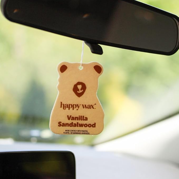 Happy Wax Relax and Refresh Mix Hanging Car Cub Air Fresheners Infused with Natural Essential Oils, 4 Ct. Variety Pack - Contains Calming Lavender, Fresh Cotton, Lemon, and Vanilla Sandalwood