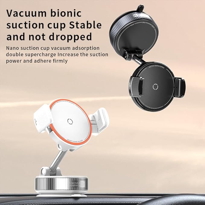 Upgraded 360° Nano Gel Vacuum Phone Holder for Dashboard Reinforced Suction Cup (Ultra-Strong Suction), Cell Phone Holders for Your Car/Gym/Mirror Car Phone Mount for iPhone & Android Phones