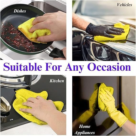 48 Pack 16'x16' Microfiber Household Cleaning Cloths - Multi-Purpose, Machine Washable, Absorbent Towels for Kitchen, Car, Home Appliances (16x16 48pk)