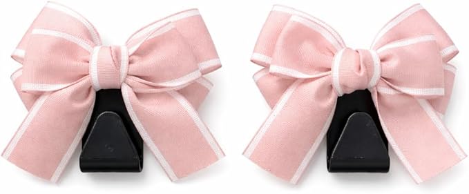 Car Headrest Hooks 2 Pack Seat Back Hanger for Bags and Groceries Heavy Duty Auto Organizer Easy Install Storage Hook for Purse Handbag Shopping Bags (Pink Bow)