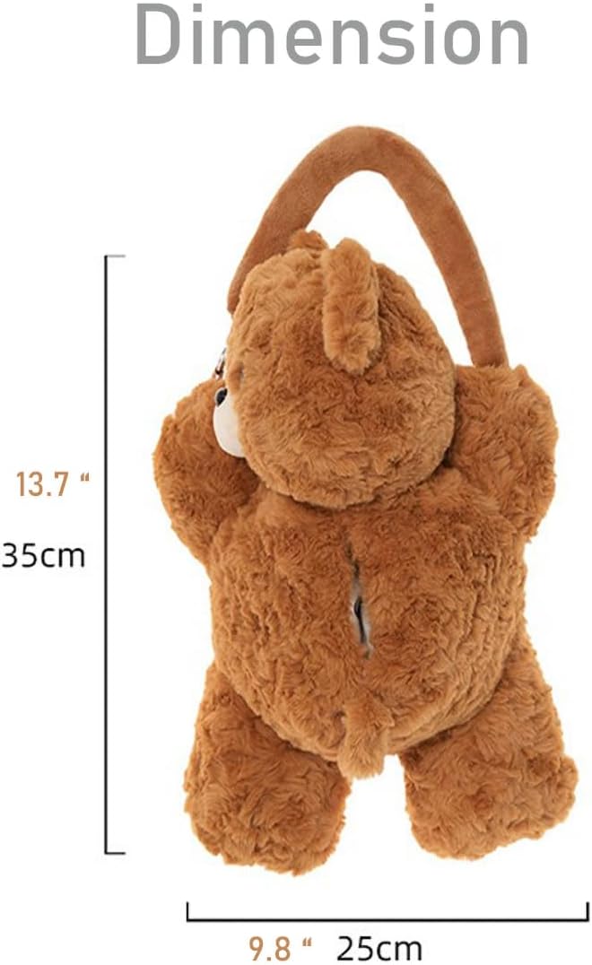 Cute Tissue Box Cover Plush Tissue Box Holder for Car, Home, Decorative Holder/Organizer for Bathroom Vanity Countertop, Nightstands, Office Desk-Bear02