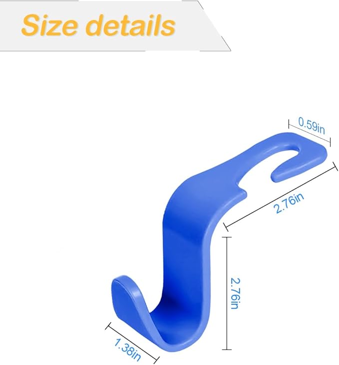 Osilly Car Seat Headrest Hook, 4 Pack Auto Seat Hanger Storage Organizer for Purse Handbag Coats Grocery Bags, Automotive Interior Accessories, Universal Vehicle Backseat Hanging Hook (Blue)