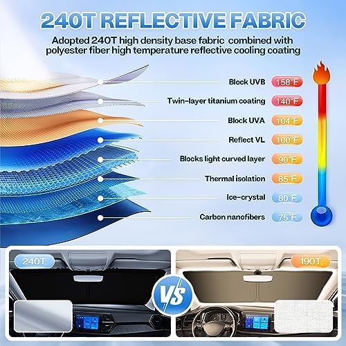 T TGBROS Windshield Sun Shade for Subaru Crosstrek 2024 2025 2026 Car Window Shades Thicken UV Block and Blackout Privacy Foldable Sunshades 8PCS Accessories Keep Cool Sun Visor Covers