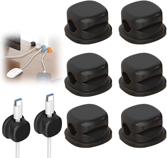 Upgrade Magnetic Cord Organizer Holder, Cord Holder for Nightstand, Adhesive Wire Cable Clips Management Kit for Phone Charger, Computer, Office, Home, Desk, Nightstand (Black, 6 Packs)