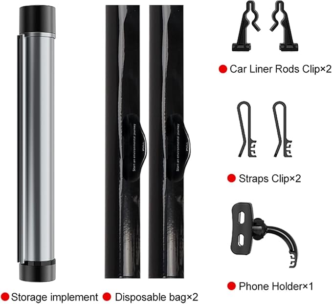 Car Trash Can with Roller Bag Dispenser & Phone Holder - Includes 40 Piece Tear-Off Trash Bags