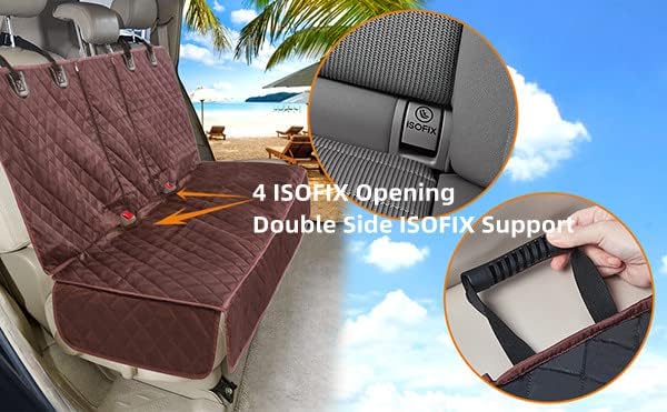 ANOSOSPECIAL Dog Car Seat Cover for Back Seat Cover for Kids,Non Stick Fur Rear Seat Protector for Pet,Nonslip Waterproof Universal Fit Interior for Auto SUV(XL, Coffee Brown)