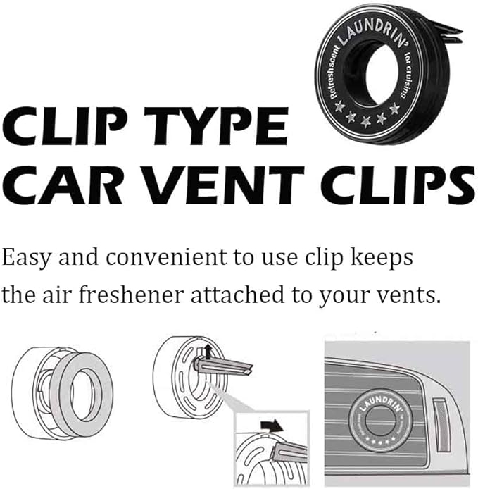 Laundrin Car Air Freshener (Clip Type) Deodorizing No. 7 - Eco-Friendly & Plant-Based Air Freshener Vent Clip - Clip-On Fresheners for Car & Automotive - Baby & Pet Safe - Accessories for Men