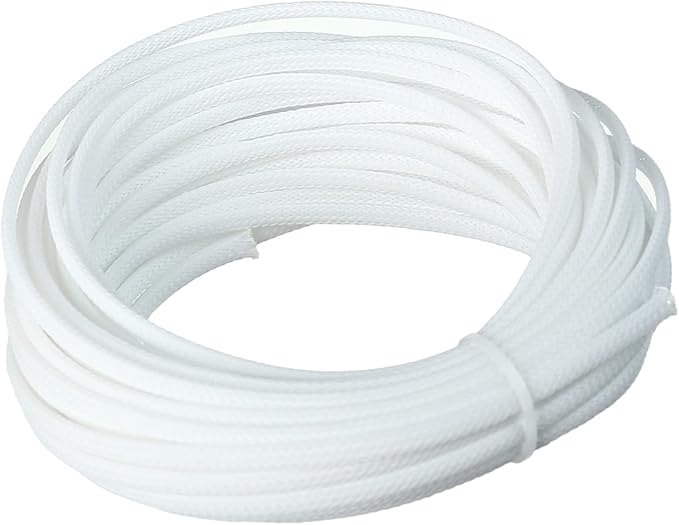 Aicosineg 32.81ft PET Flexible Braided Cable Sleeve 0.16inch Width Wire Loom Sleeving and Organizer Flexible Wire Mesh Sleeve Wrap Protector for TV Audio PC Cords from Pets Chewing White
