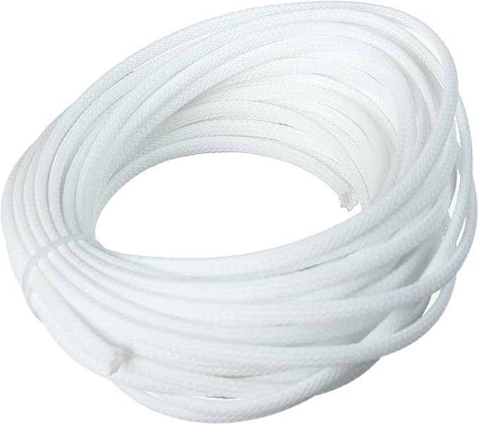 Aicosineg 32.81ft PET Flexible Braided Cable Sleeve 0.16inch Width Wire Loom Sleeving and Organizer Flexible Wire Mesh Sleeve Wrap Protector for TV Audio PC Cords from Pets Chewing White