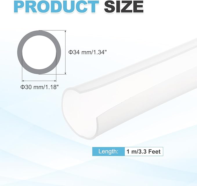 MECCANIXITY 1 m Split Silicone Cable Sleeve Tubing, ID 30mm Clear Split Silicone Tube Cord Organizer Wire Shielding Sheathing Wrap for USB Charge Power Cord Audio Video Cable