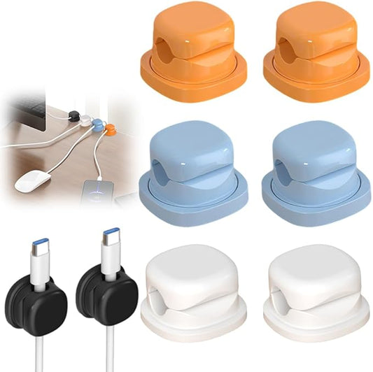 Upgrade Magnetic Cord Organizer Holder, Cord Holder for Nightstand, Adhesive Wire Cable Clips Management Kit for Phone Charger, Computer, Office, Home, Desk, Nightstand (Mix, 6 Packs)