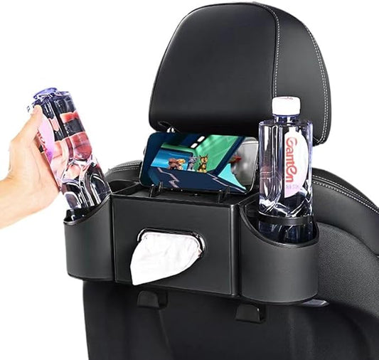 Backseat Car Organizer 4-in-1, Car Organizer Back Seat with Multi-Pocket & Cup Holder, Universal Back Seat Car Organizer, Car Seat Organizer for Travel & Daily Use (BLACK)