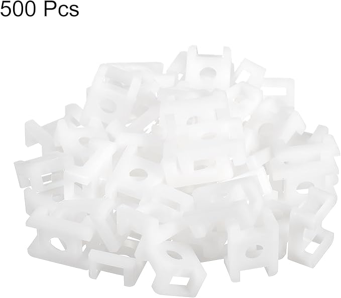 MECCANIXITY 500pcs Cable Tie Base Saddle Type Mount Wire Holder, 0.88"x0.63"x0.35" Wire Clips Organizer Holders Clamps for Electronic Wires, White 0.25"Dia