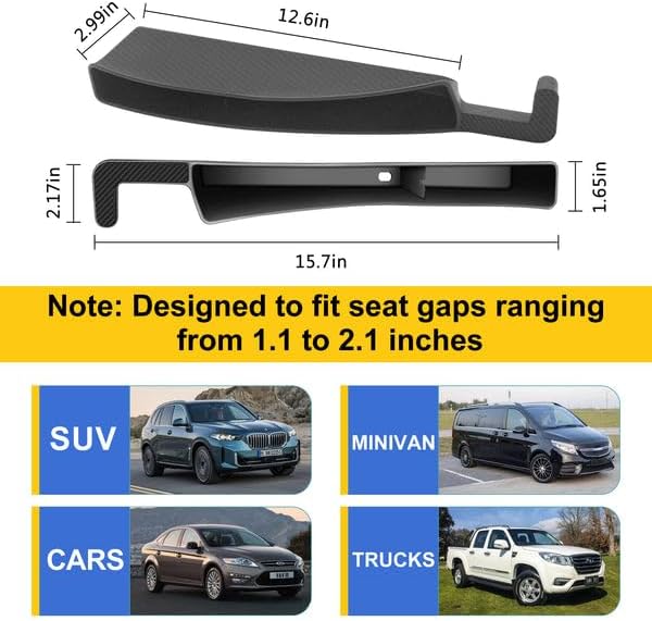 KM Legend 2 PCS Black Car Seat Gap Filler Organizer with Free Cleaning Brush, Multifunctional Storage Box with Reserved Data Cable Charging Port, Universal Fit for Cars and SUVs