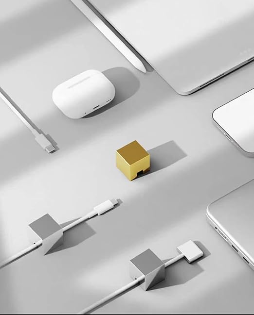 Golden Stainless Steel Cable Clips, Cord Organizer Cable Management, USB Cable Holder Wire,Wire Organizer for Desk, Wall, Car, Nightstand and Office Cable Management. (Golden)