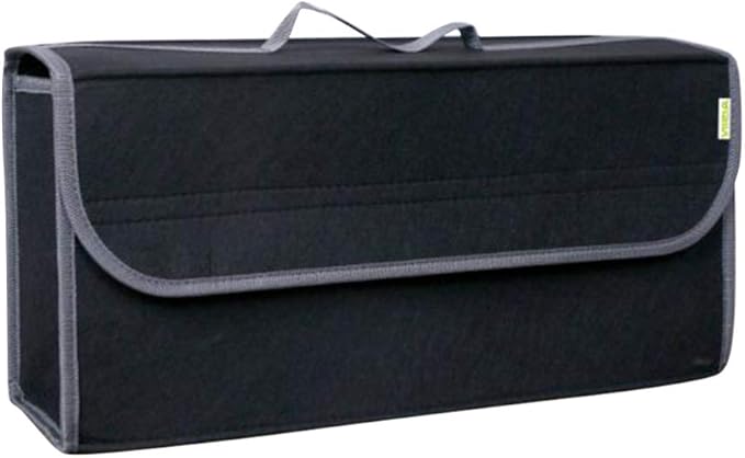 HOMSFOU Foldable Felt Car Trunk Organizer Bag Portable Vehicle Storage Pouch for Tools and Groceries 19.68X6.10X9.84 Inches Space Saving Driving Storage