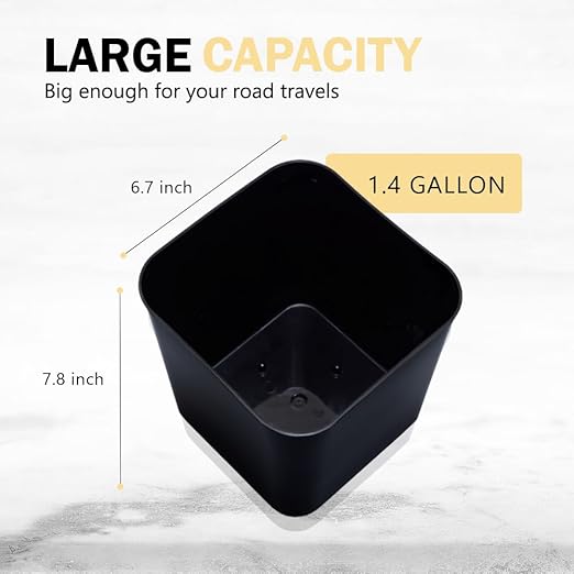 Car Trash Can Waterproof Vehicle Garbage Bin, Leakproof Anti Slip Floor Mat Clip Trash Bag Holder for Car, Truck, SUV, Van Portable Auto Trash Container with Stability Clips (Black, Large)