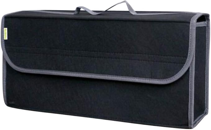 HOMSFOU Foldable Felt Car Trunk Organizer Bag Portable Vehicle Storage Pouch for Tools and Groceries 19.68X6.10X9.84 Inches Space Saving Driving Storage