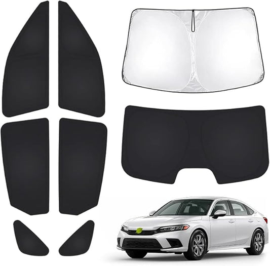 T TGBROS Windshield Sun Shade for Honda Civic 2022-2025 2026 Car Window Shades Thicken UV Block and Blackout Privacy Foldable Sunshades 8PCS Accessories Keep Cool Sun Visor Covers