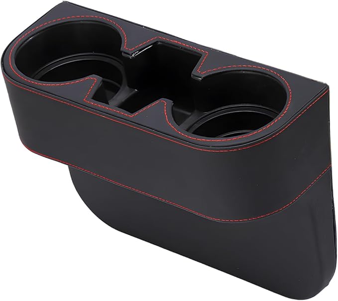 YoRise Car Cup Holder, PU Leather Automotive Cup Drink Holder, Car Seat Gap Filler Storage Box, Multifunctional Front Seat Organizer, Cell Mobile Phone Holder, Coin Bucket (Black)