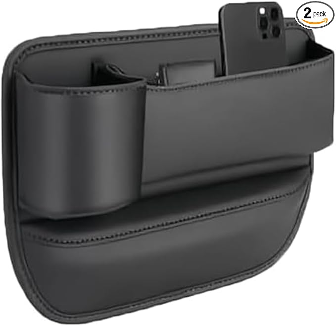 Car Seat Gap Filler Organizer for Kia EV9 2023-2025, Multifunctional Leather Seat Gap Storage Box for Phone,Keys,Sunglasses