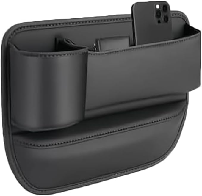 Car Seat Gap Filler Organizer for Kia EV9 2023-2025, Multifunctional Leather Seat Gap Storage Box for Phone,Keys,Sunglasses