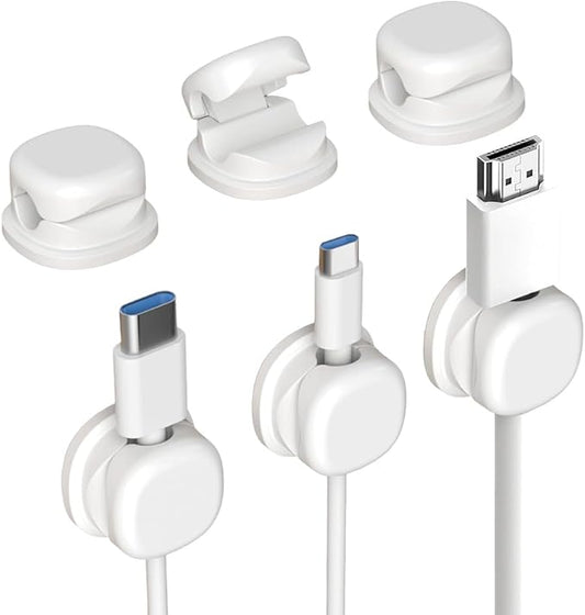 Cord Organizer Holder, 2025 New Desk Cable Management, Cable Clips Organize Phone Charging Cords Holder Organizer Neatly for Home Office Car Desk Nightstand (White, 12 Pack)