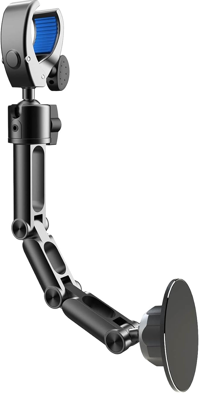 Quyee Magnetic Phone Holder for Your Car, for Magsafe Rear View Mirror Phone Holder - Aluminum Alloy Mount Multi-Angle Adjustment Rotatable and Retractable Compatible with All iPhone and Android