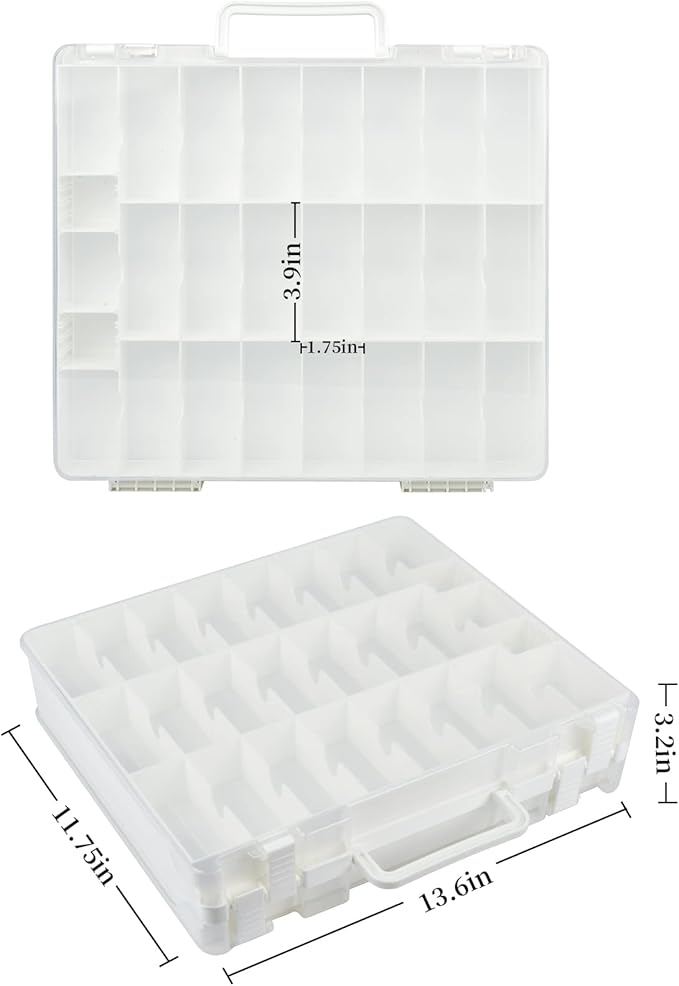 FULLCASE Toys Organizer Storage Compatible with Hot Wheels Car, Container for Matchbox Cars, Mini Toy, Small Dolls, Double Sided Carrying Box for Hotwheels - 48 Compartments (Case Only) White