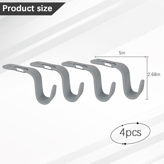 Zpana Car Seat Headrest Hook, 4PCS Vehicle Seat Back Hanger Hook with Metal Lock, Multifunctional Auto Interior Purse Handbag Storage Organizer Accessories, Universal for SUV RV Truck (Gray)
