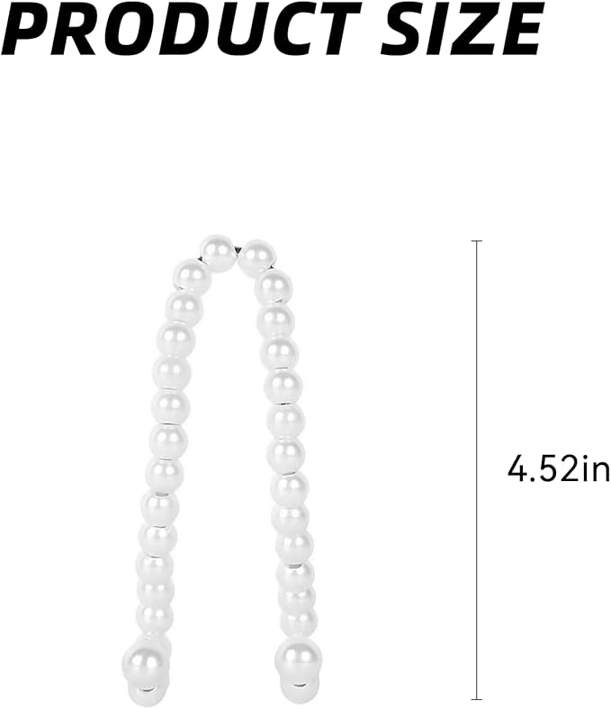 2 PCS Elegant Pearl Car Seat Headrest Hook, Cute Car Seat Hook Hanger Storage Organizer for Handbag Purse, Interior Decoration Headrest Hanger for Women (2PCS White Pearl)