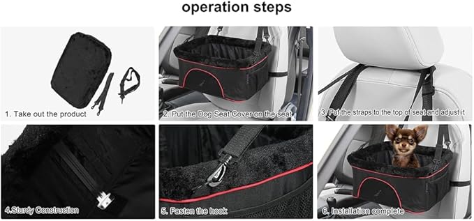 ROODO Deluxe Dog Booster Seat with Height-Adjustable Foldable Metal Frame and Safety Leash,Portable Pet Car Seat for Under 20lb Puppy Cats with Plush Thick Cushion Mesh Window Pockets(Gray)