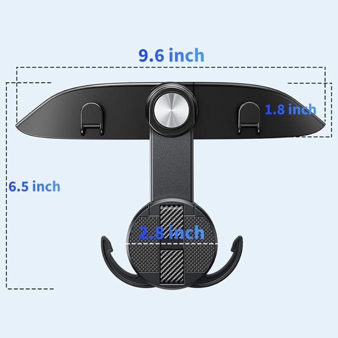 Tesla Model 3 Model Y Accessories 2024-2021,4 in 1 Car Seat Hooks & 720 Degrees Adjustable Phone Holeder for Car Seat (Clip Style)