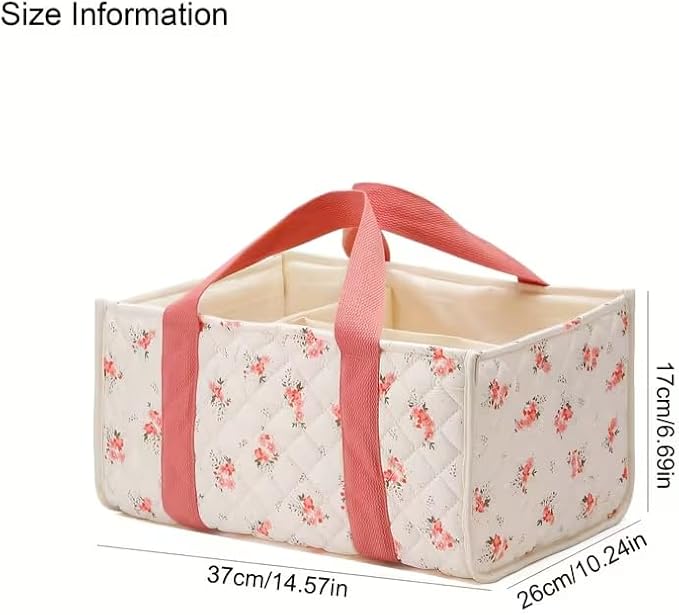 Diaper Caddy Organizer,Cute Floral Nursery Storage Basket,Soft Portable Changing Table Car Caddy Organizer Gift (Floral G)