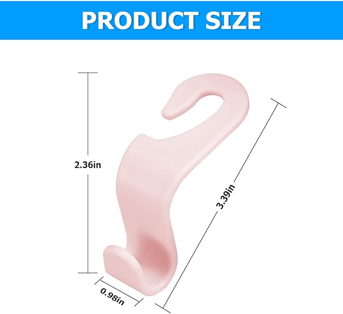 8sanlione Car Back Seat Headrest Hooks, 4PCS Vehicle Backseat Storage Organizer Hanger, Auto Headrest Hidden Hook Universal for Handbag Purse Backpacks Bags and Groceries (Light Pink)