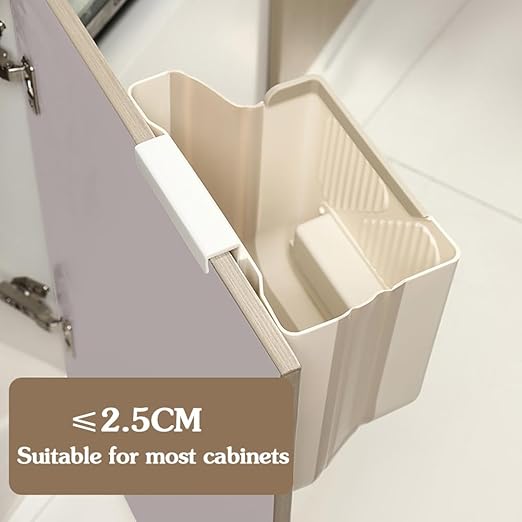 Hanging Kitchen Trash Can, Collapsible Trash Can for Kitchen, 2.1 Gallon Foldable Waste Bin for Kitchen/Bathroom/Car (White), Pe038-trashcan-White