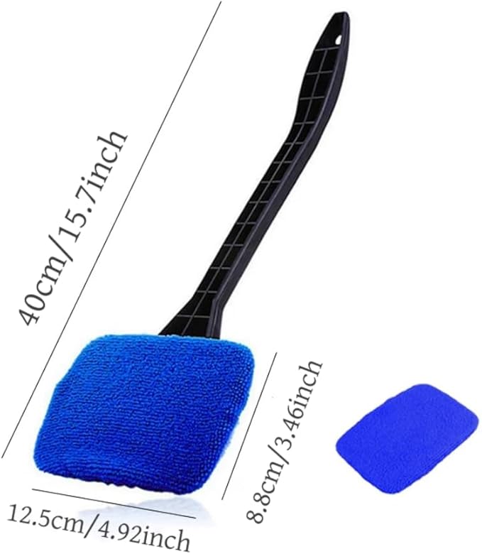 Windshield Cleaner Tool Car Window Cleaner with 6 Reusable and Washable Microfiber Pads and Extendable Handle Auto Inside Glass Wiper Kit (Blue)