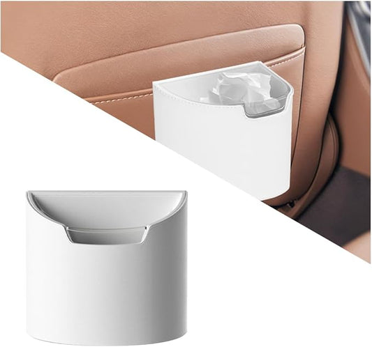 Car Trash Can, Multipurpose Leakproof Hanging Vehicle Garbage Can with Removable Liner, Waterproof Automotive Interior Dustbin Garbage Container, Universal for SUV Van Truck (White)