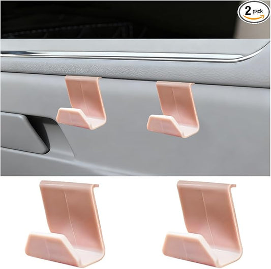 2PCS Car Co-Pilot Glovebox Hooks, Front Passenger Seat Glovebox Storage Hanger for Purse Key Umbrella Cable, Multifunctional Glove Compartment Holder Organizer Hook, Universal Fit (Pink)
