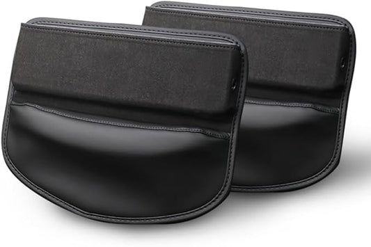 Car Seat Gap Organizer for Mazda MX-5 Miata 2010-2025 Convertible 2-Seater, Elegant Leather Storage Box with Cable Hole for Phones Essentials,2 Pieces-Black