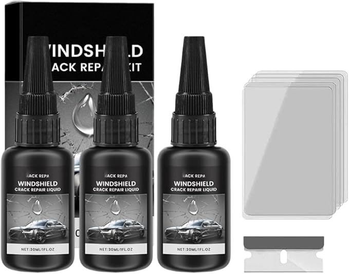 Windshield Crack Repair Kit, Windshield Repair Kit, Windshield Repair Liquid for Cracks, Car Window Repair Kit for Glasses, Mirrors (3Pcs)
