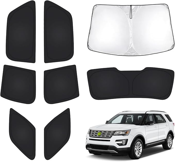 T TGBROS Windshield Sun Shade for Ford Explorer 2011-2019 Car Window Shades Thicken UV Block and Blackout Privacy Foldable Sunshades 8PCS Accessories Keep Cool Sun Visor Covers