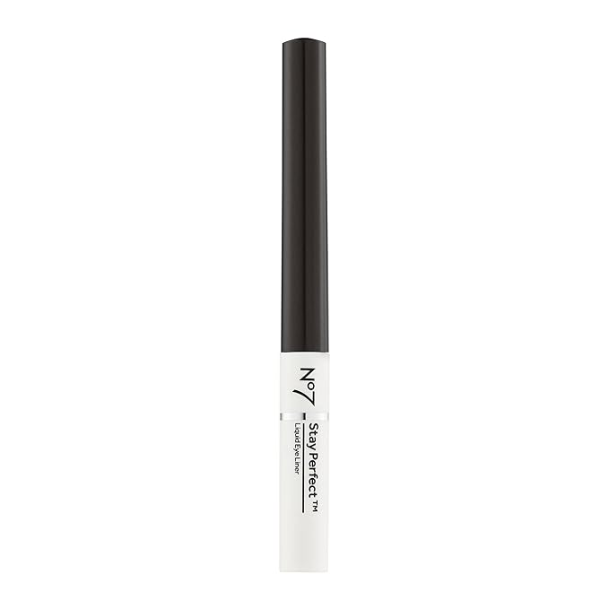 No7 Stay Perfect Liquid Eye Liner - Black - Precision Tip Liquid Eye Makeup - Quick Drying, Smudge Proof Black Eye Liner for Women - Long Lasting Up to 24 Hours (1.7ml)