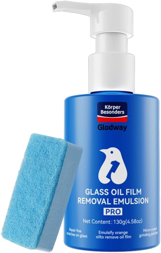 Glodway Glass Cleaner For Car Windshield,Oil film Remover, Streak-Free Shine on Automotive Windows, and Mirrors, Ammonia Free, for Auto and Home,4.58 OZ
