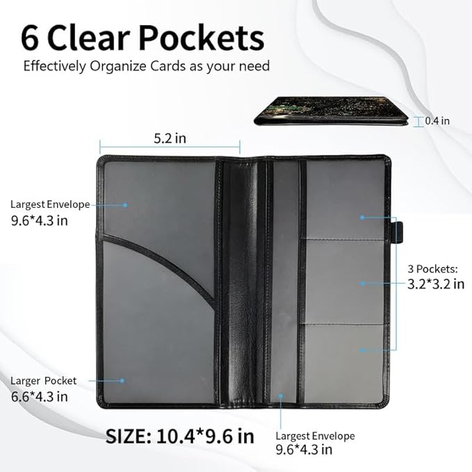 Car Registration and Insurance Card Holder, Vehicle License Documents Glove Box Compartment Organizer Wallet, ID Card Holder for Car Essentials Automobile, Tree of Life Sun Moon